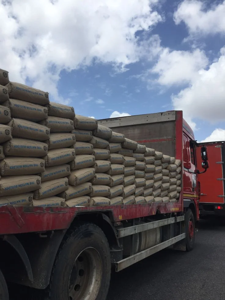 Cement delivery truck on site
