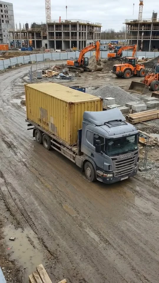 Tipper and haulage truck operating on a construction site